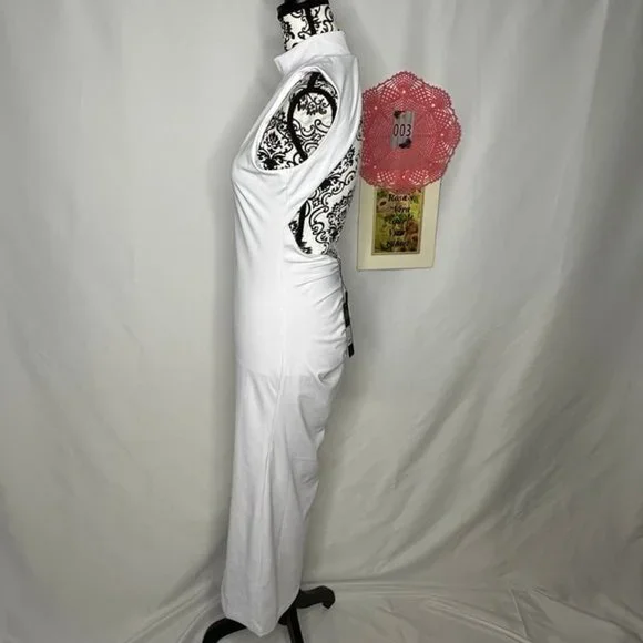 NWT White Dinner in Paris Midi Dress Size Medium - Picture 5 of 10